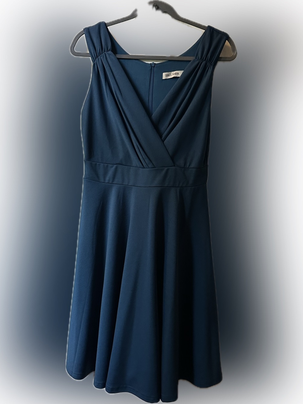 Petrol Blue / Teal Faux Wrap-Front A-Line Women’s Dress